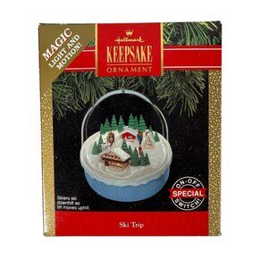 Hallmark Keepsake Ornament Ski Trip 1991 Magic Light And Motion Tested Works